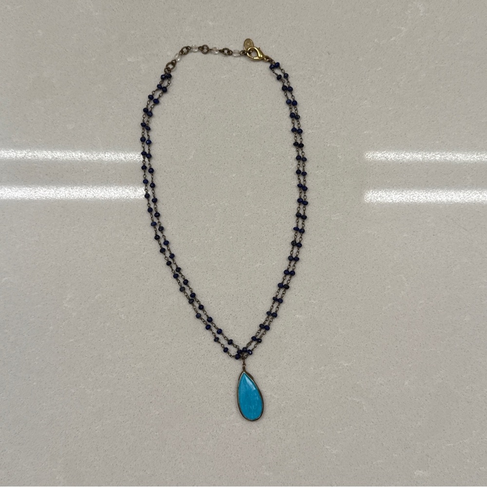 Rachel Reinhardt Turquoise and Gold Necklace